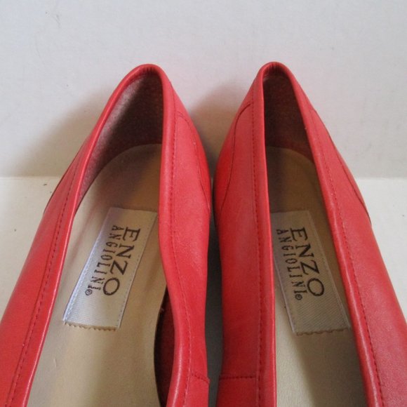 *ENZO Angiolini Orange Peach Tangerine Leather Slip-On Flats - Picture 5 of 8